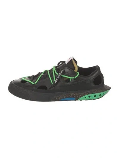Pre-owned Off-white X Nike Blazer Low Black Electro Green Athletic Sneakers In Multi