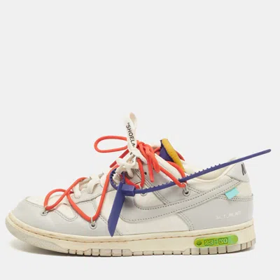 Pre-owned Off-white X Nike Dunk Size 42.5 Grey/white Canvas And Leather Low Top Sneakers In Gray