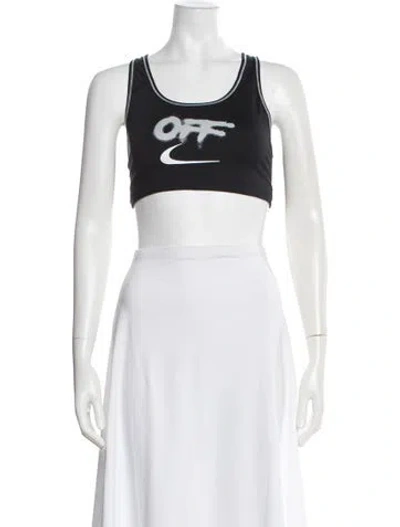 Pre-owned Off-white X Nike Graphic Print Crew Neck Sports Bra In Black