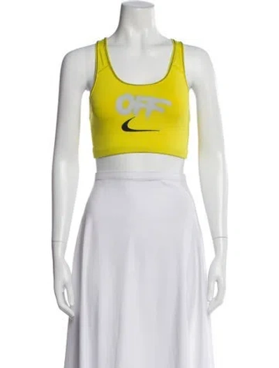 Pre-owned Off-white X Nike Graphic Print Crew Neck Sports Bra In Yellow