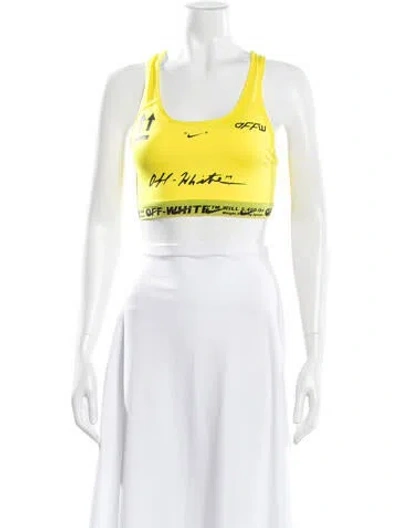 Pre-owned Off-white X Nike Graphic Print Crew Neck Sports Bra In Yellow