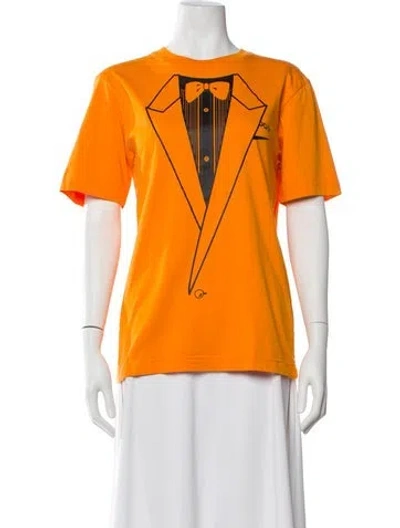 Pre-owned Off-white X Nike Graphic Print Crew Neck T-shirt In Orange