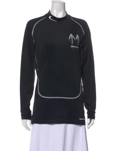 Pre-owned Off-white X Nike Graphic Print Mock Neck Top In Black