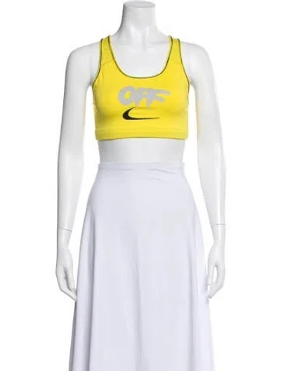Pre-owned Off-white X Nike Graphic Print Scoop Neck Sports Bra W/ Tags In Yellow