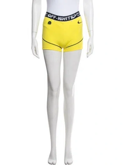 Pre-owned Off-white X Nike Graphic Print Shorts W/ Tags In Yellow