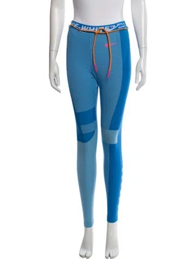 Pre-owned Off-white X Nike Graphic Print Skinny Leg Pants In Blue