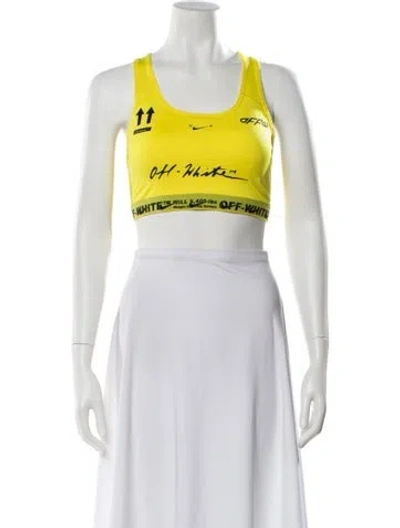Pre-owned Off-white X Nike Logo Sports Bra Graphic Print Sports Bra In Yellow
