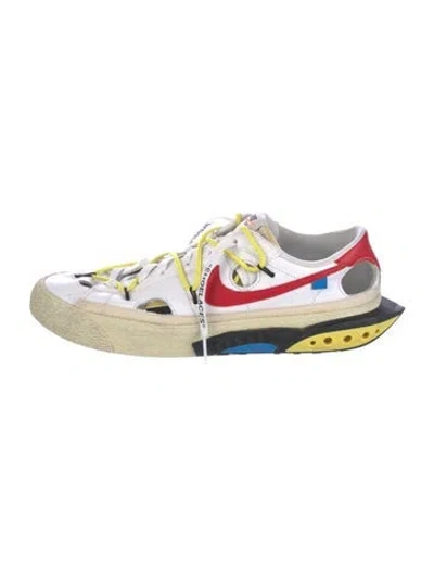 Pre-owned Off-white X Nike Nike Blazer Low University Red Athletic Athletic Sneakers In White