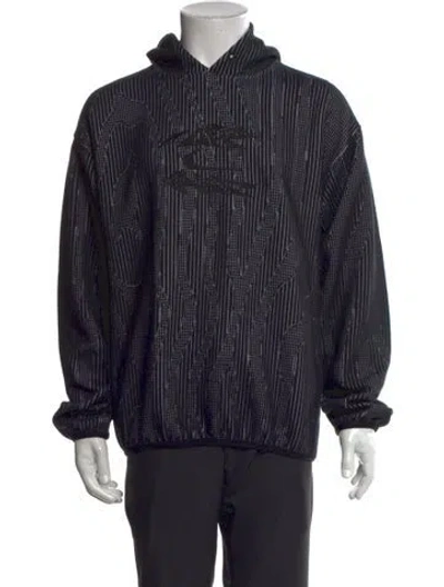 Pre-owned Off-white X Nike Signature Logo Striped Hoodie In Black