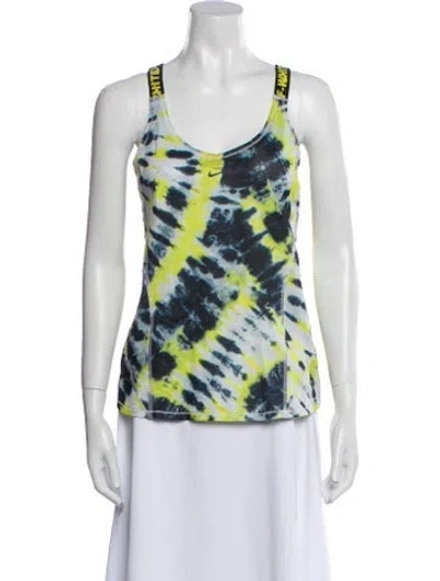 Pre-owned Off-white X Nike Tie-dye Print Scoop Neck Top In Green