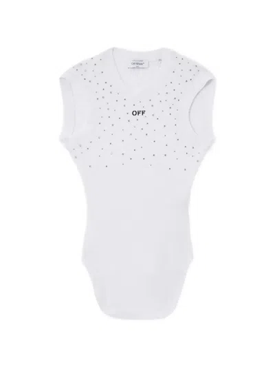 Off-white X Swarovski Embellished Ribbed Top In White