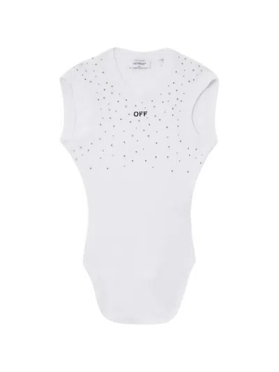 Off-white X Swarovski Kat Crystal-embellished Ribbed Top In White