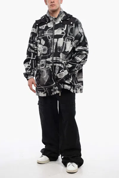 Off-white Xray Windbreaker With Removable Hood In Black / White