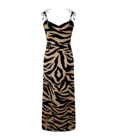 Off-white Zebra Midi Dress In Multi