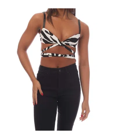 Off-white Zebra Vi Twisted Lace Up Top In Multi