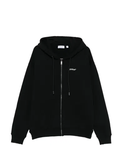 Off-white Zip Hooded Sweatshirt In Black