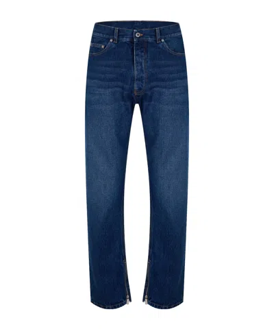 Off-white Zip Skate Mid Rise Straight Leg Jeans In Purple