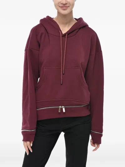 Off-white Zip-hem Drawstring Hoodie In Red