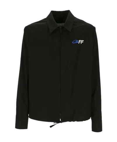 Off-white Zipped Long-sleeved Shirt In Black