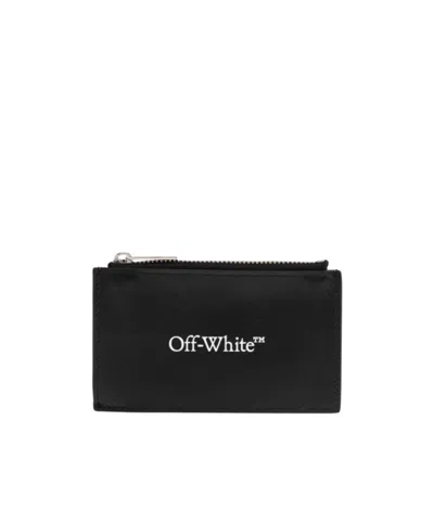 Off-white Printed Leather Cardholder In Black