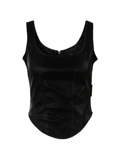 Off-white Zip-up Corset Top In Black