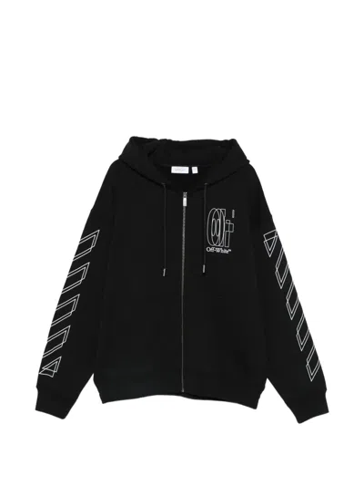 Off-white Zip-up Hoodie In Black