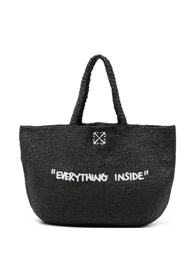 Off-white -inspired Woven Logo Tote Handbag For Women, Ss26 In Multi