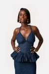 Ofuure Adele Peplum Top In Blue
