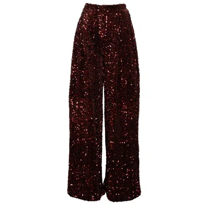 Ofuure Brown Liza Sequin Pants In Bronzite In Red