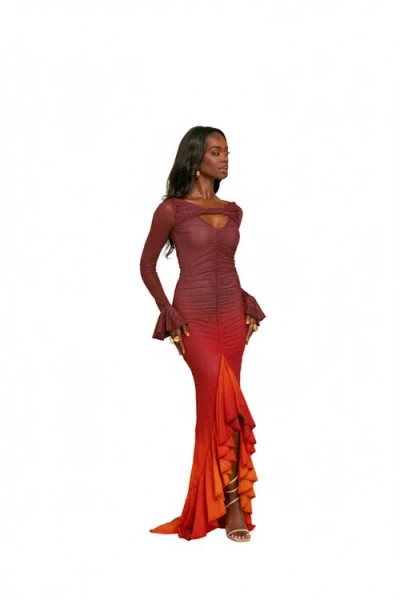Ofuure Dawn Hi-low Ruffle Dress In Multi
