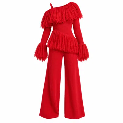 Ofuure Igho Fringe Pant Set In Red