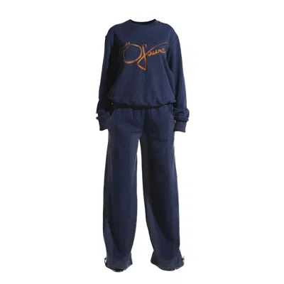 Ofuure Plush Fleece Set In Denim Blue