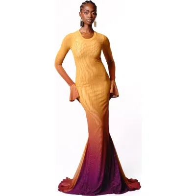 Ofuure Sol Mermaid Maxi Mesh Dress In Multi