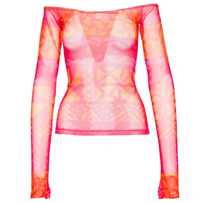 Ofuure Women's Anu Pink Off-shoulder Top In Multi