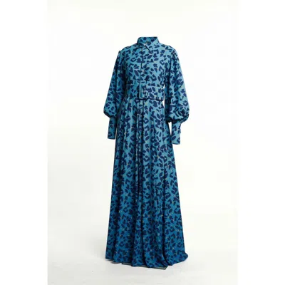 Ofuure Women's Azi Blue Maxi Shirt Dress