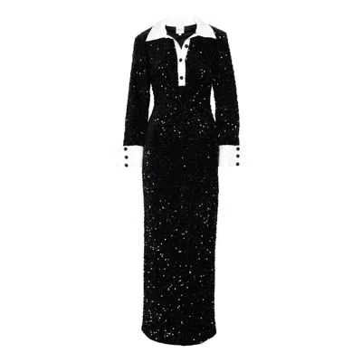OFUURE WOMEN'S REI SEQUIN MAXI DRESS IN BLACK ONYX