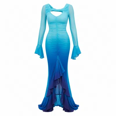 Ofuure Women's Blue Iris Hi-low Ruffle Dress