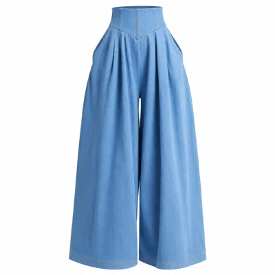 Ofuure Women's Blue Light Denim Kiara Wide Leg Pants