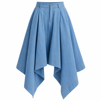 Ofuure Women's Blue Light Denim Sabina Handkerchief Skirt