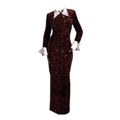 Ofuure Women's Brown Kali Keyhole Sequin Maxi Dress In Bronzite