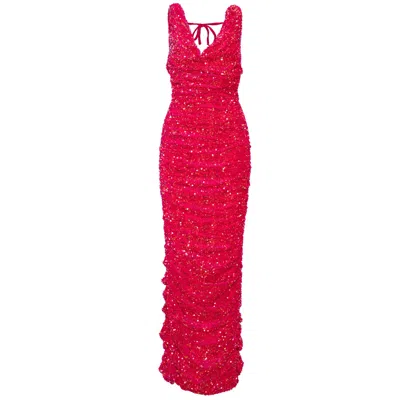 Ofuure Women's Jess Sequin Maxi Dress In Pink Spinel In Red