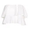 Ofuure Women's Linen Koko Ruffle Top In White In White