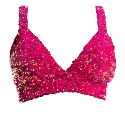 Ofuure Women's Liza Sequin Bra Top In Pink Spinel