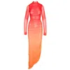 Ofuure Women's Orange / Pink Selene Ruched Maxi Dress In Orange