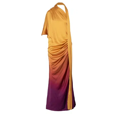 Ofuure Women's Pink / Purple / Yellow Sol Drape Maxi Dress In Pink/purple/yellow