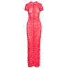 Ofuure Women's Pink Raye Ruched Maxi Mesh Dress In Pink