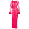 Ofuure Women's Pink Stella Ruched Maxi Mesh Dress In Pink