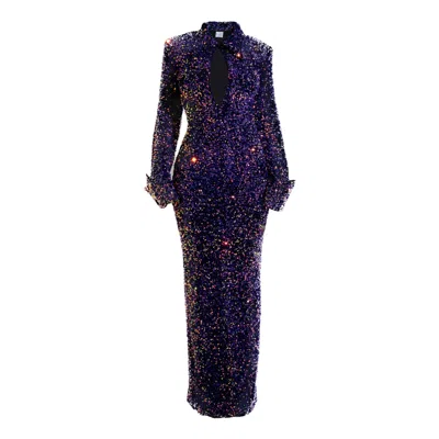 Ofuure Women's Purple Kali Keyhole Sequin Maxi Dress In Tanzanite
