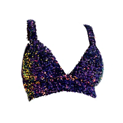 Ofuure Women's Purple Liza Sequin Bra Top In Tanzanite In Blue