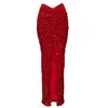 Ofuure Women's Red Jess Sequin Ruched Skirt In Ruby In Red